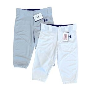 NWT 2 Pairs UNDER ARMOUR Boys White Gray Utility Knickers Baseball Pants